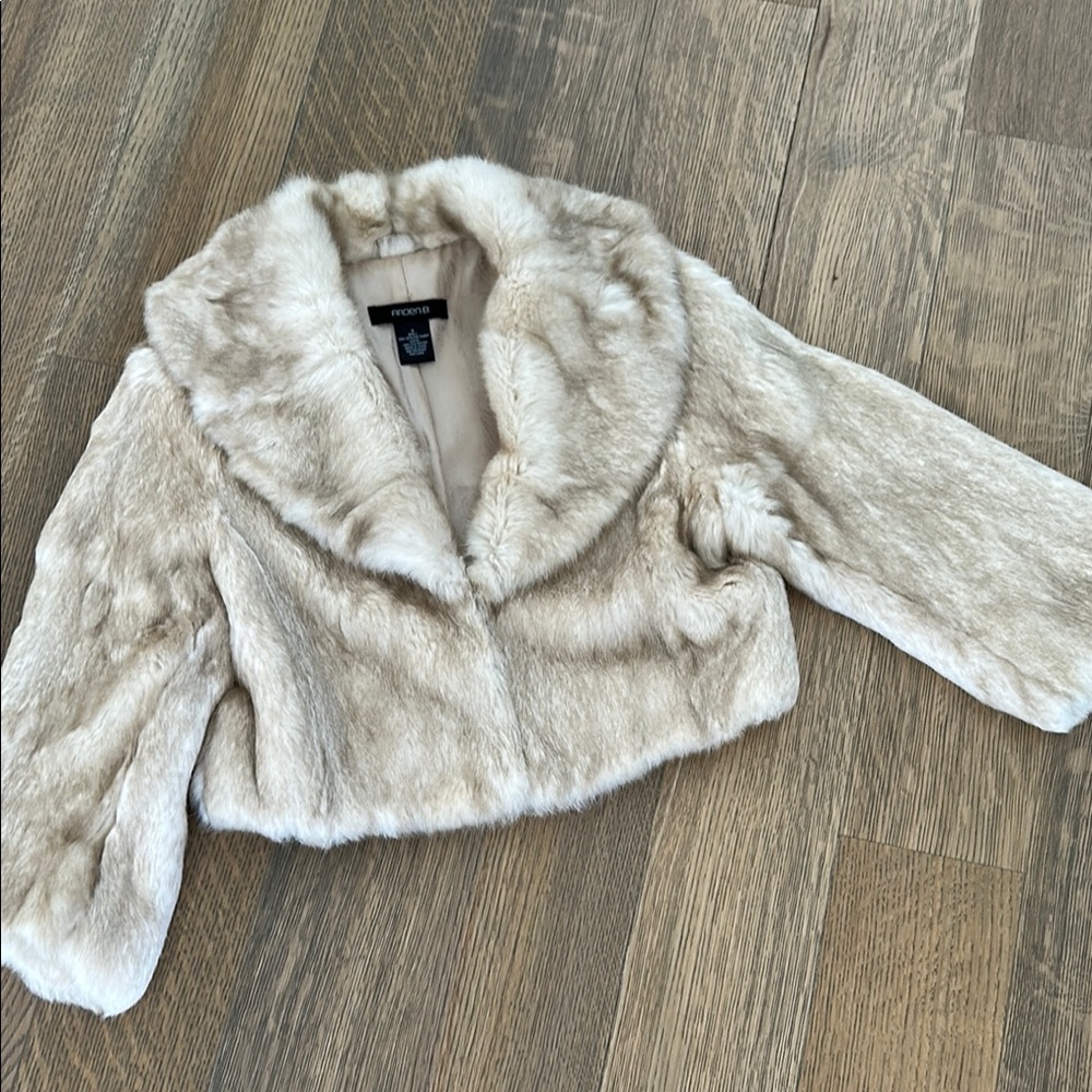 Fur Cropped Jacket in Cream/Beige